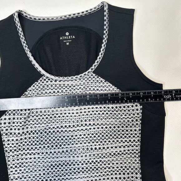 Athleta Dot Fuse Mesh Back Stretchy Dress Size Medium Black Gray Sleeveless - Picture 8 of 11
